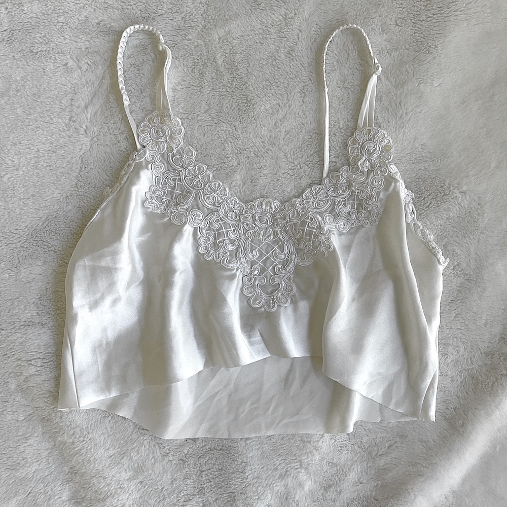 Silky intimate sustainable upcycled white crop top